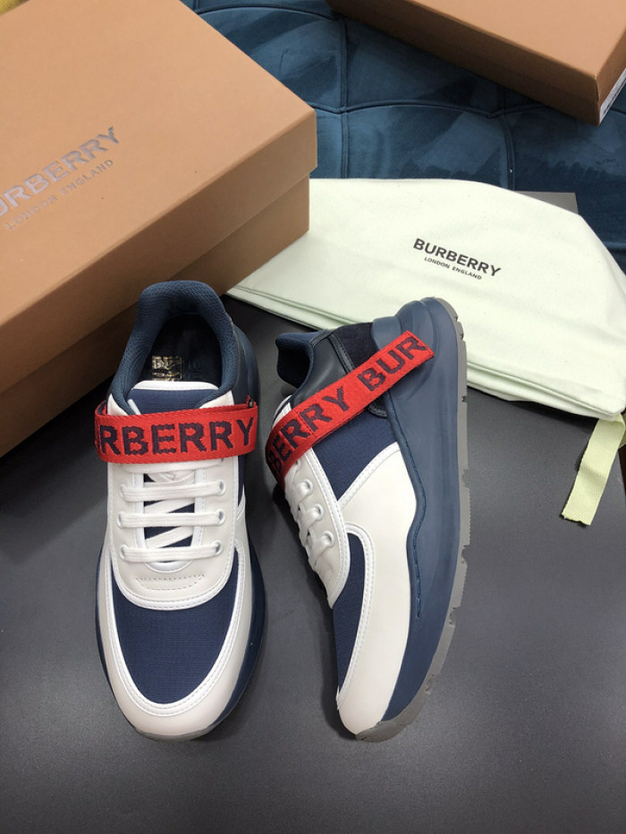 B**rry vintage check, leather and mesh sneakers