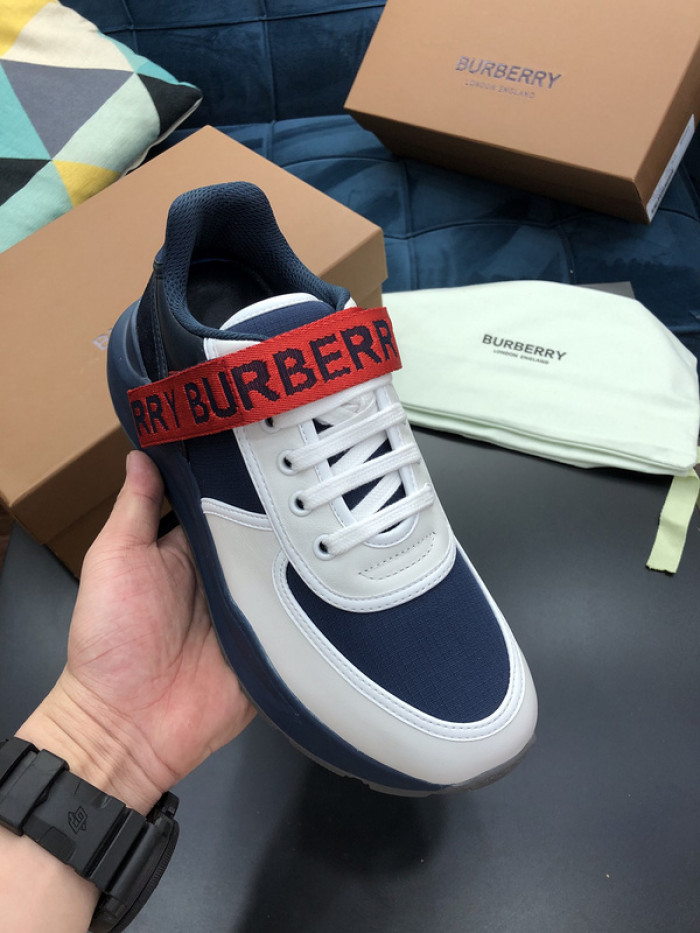 B**rry vintage check, leather and mesh sneakers