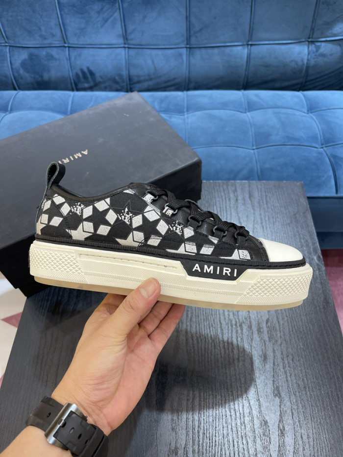 amiri* appliquéd leather and canvas sneakers