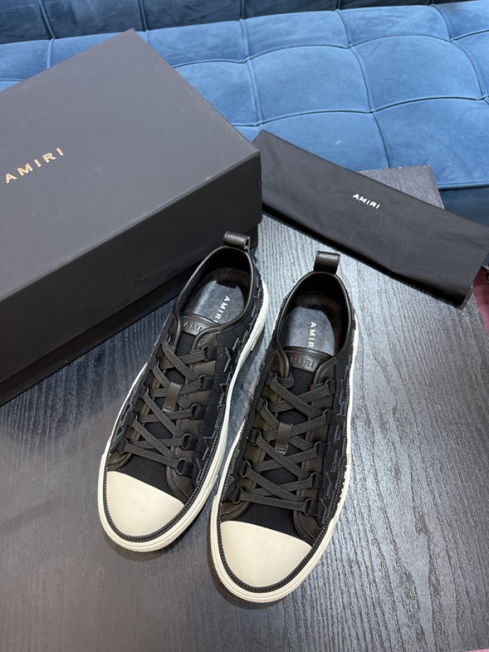 amiri* appliquéd leather and canvas sneakers